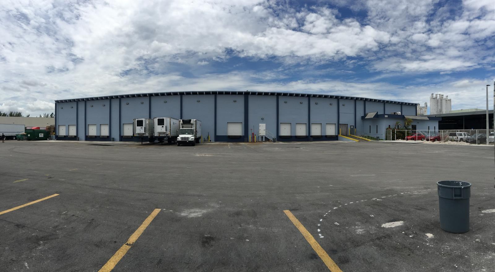 Warehouse finished in blue with navy trim