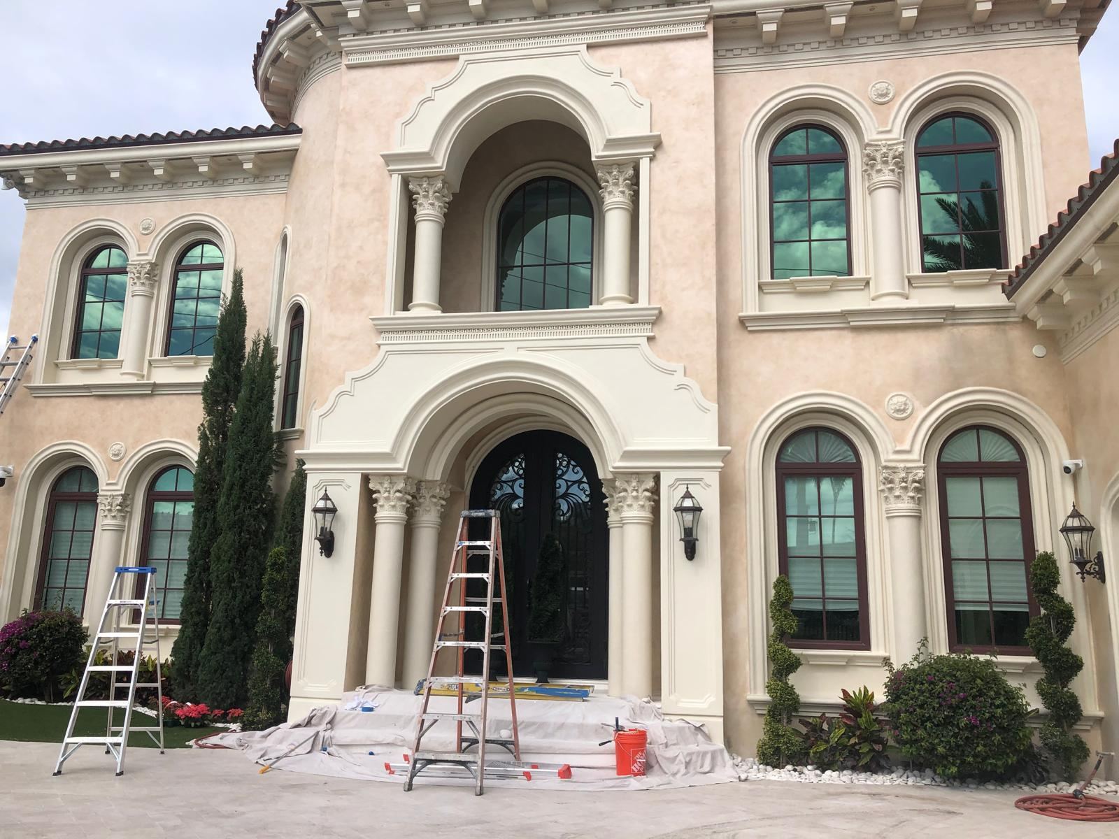 Mediterranean mansion exterior painted by Elite Touch Painting in Miami